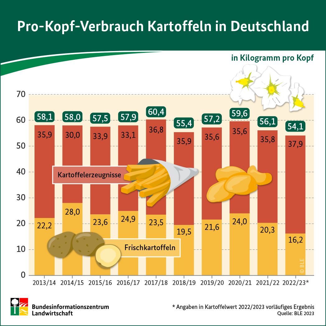 Infografik: Pro-Kopf-Verbrauch Kartoffeln in Deutschland