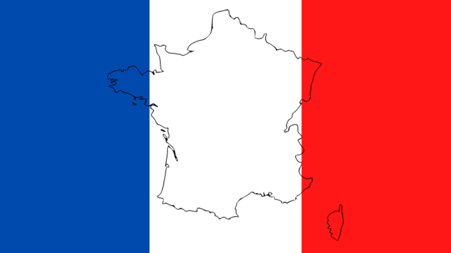Flagge Frankreichs mit Umriss des Landes