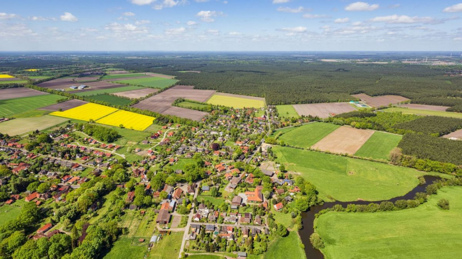 Luftaufnahme landwirtschaftlicher Nutzflächen