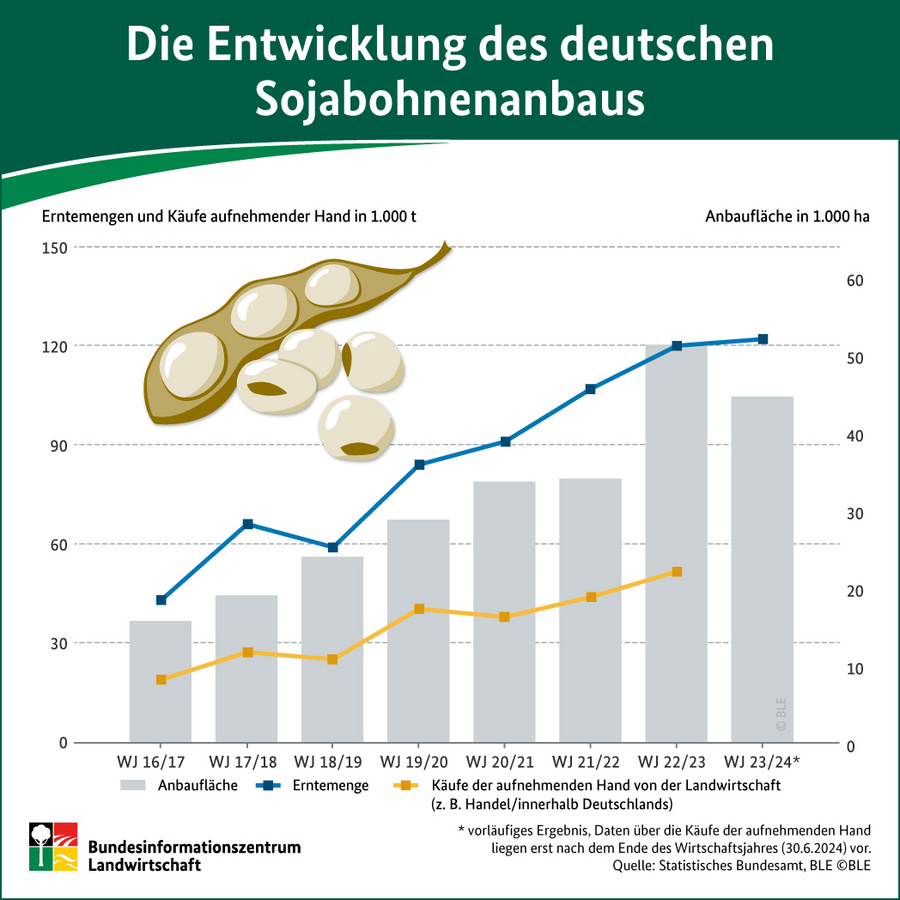 Infografik: Die Entwicklung des deutschen Sojabohnenanbaus