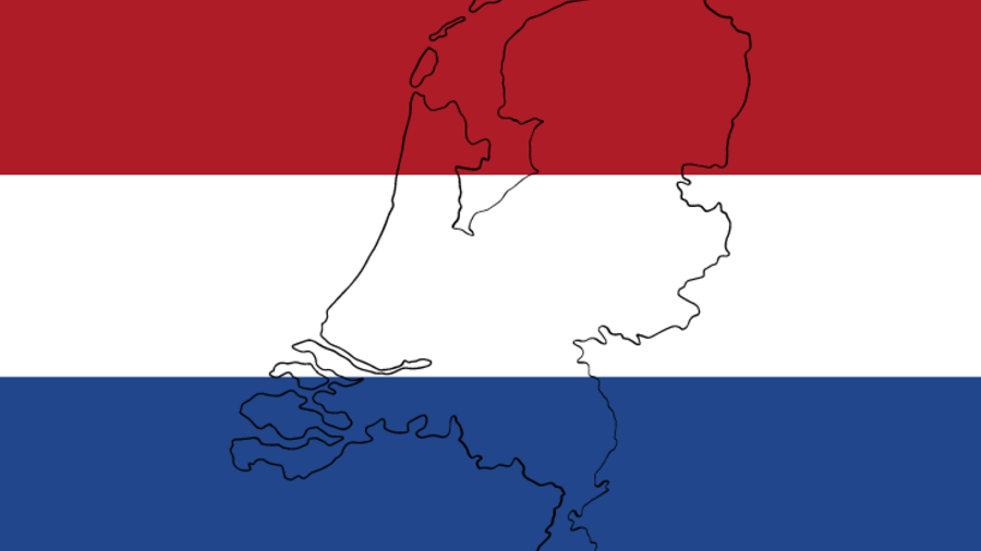 Flagge der Niederlande mit Umriss des Landes