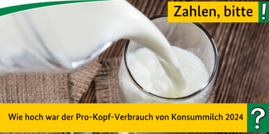 Quiz, Zahlen bitte: Wie hoch war der Pro-Kopf-Verbrauch von Konsummilch 2024?