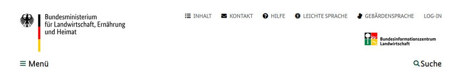 Kopf-Zeile der Internet-Seite.