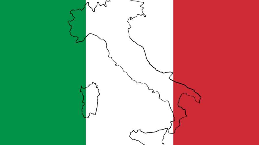 Flagge Italiens mit Umriss des Landes