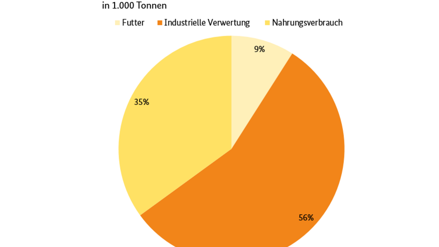 Kreisdiagramm der Inlandsverwendung von Ölen und Fetten.