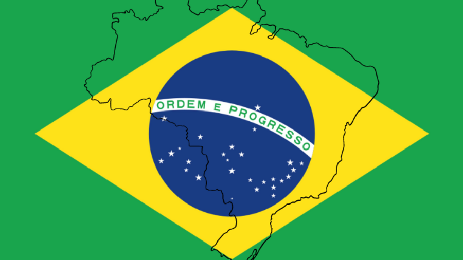 Flagge Brasiliens mit Umriss des Landes