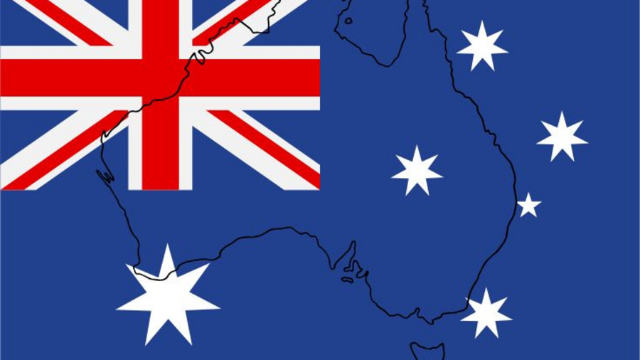 Flagge und Länderumriss von Australien