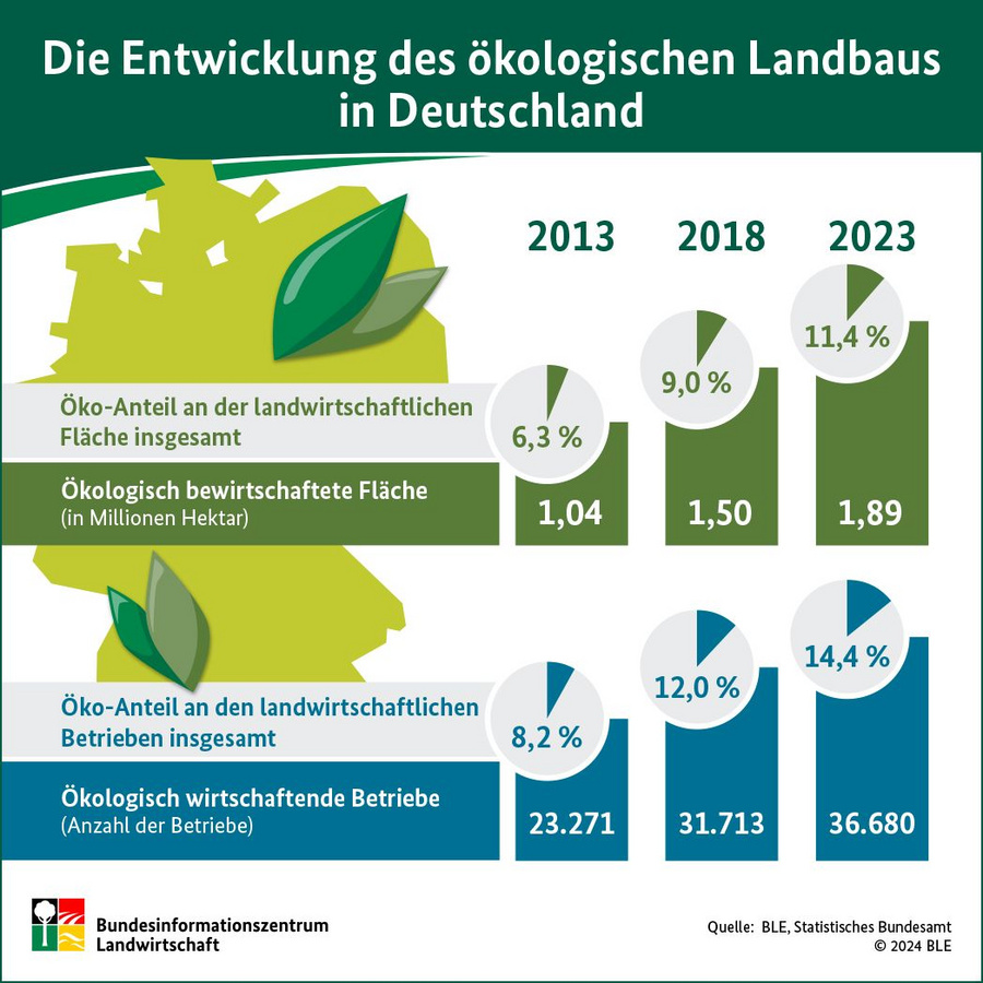 BZL-Infografik: Die Entwicklung des Ökologischen Landbaus in Deutschland