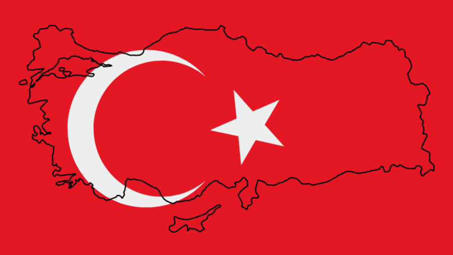Flagge der Türkei mit Umriss des Landes