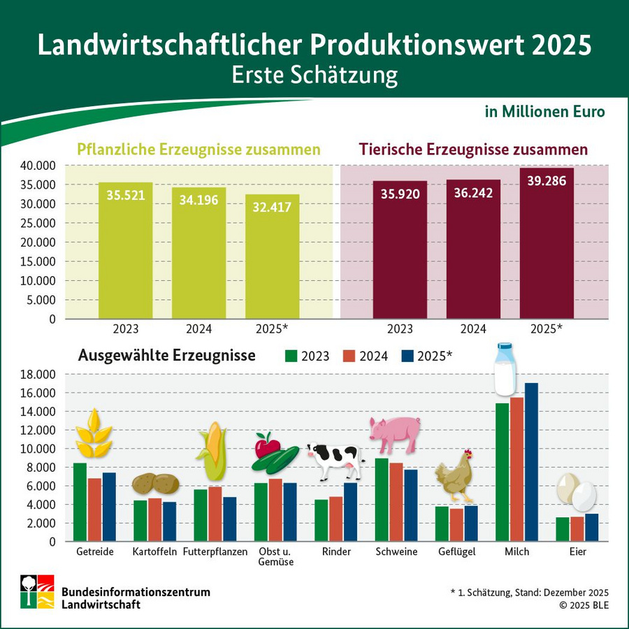 Infografik: Landwirtschaftlicher Produktionswert 2025